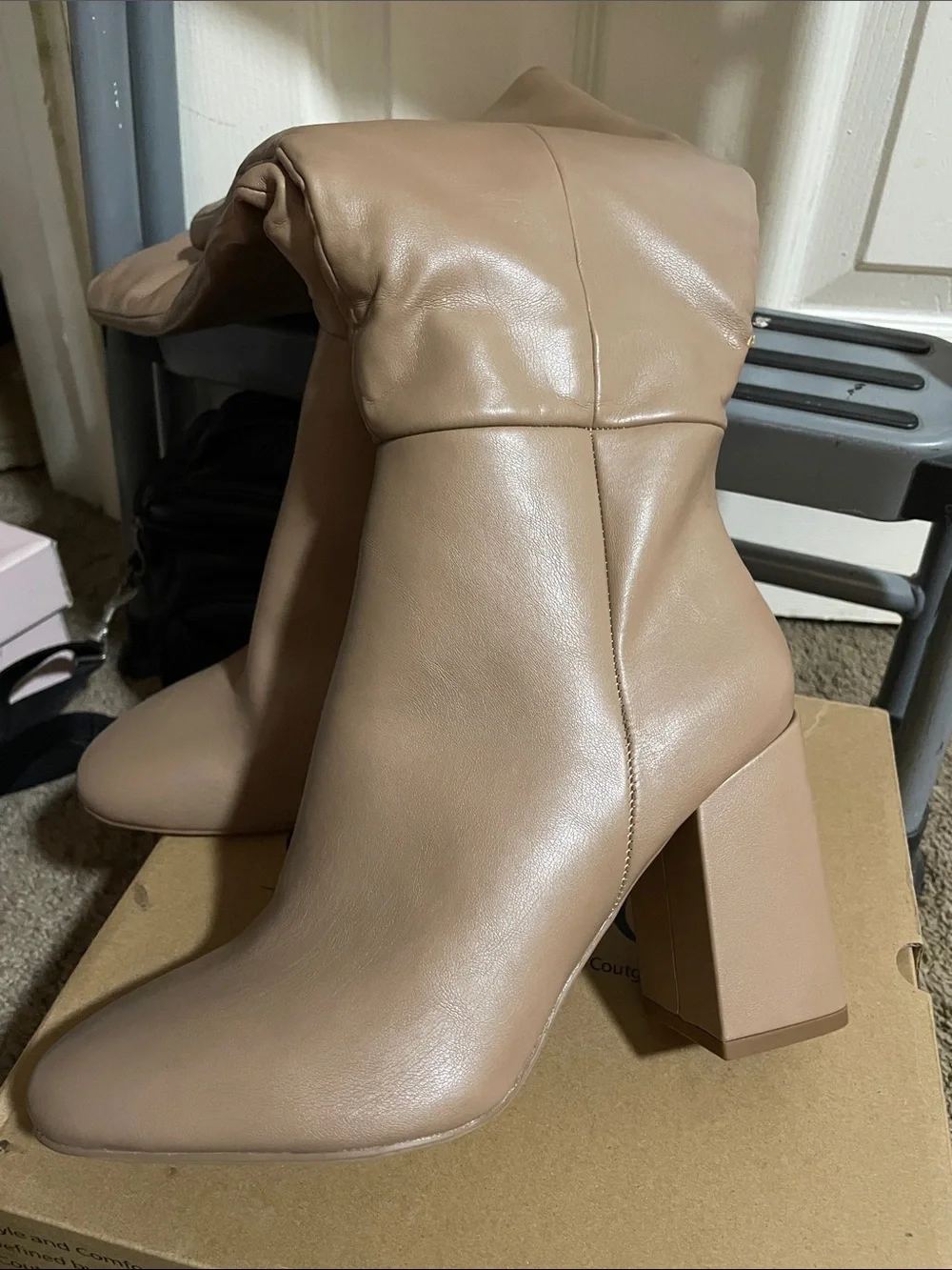 Women's Tall Block Heel Boots - Taupe